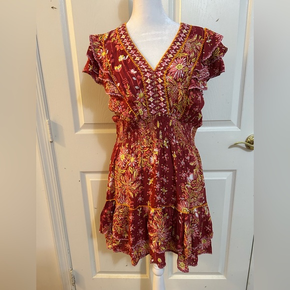 Poupette St Barth “Camila” smocked mini dress, size Large - Picture 1 of 10